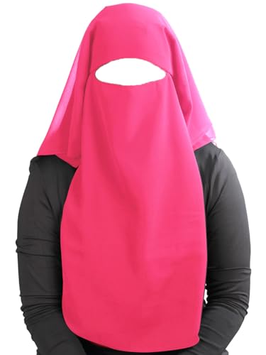 MyBatua 3 Layers Saudi Niqab In Breathable Georgette, Wholesale Price, 1pc Face Veil NQ-003 - color: Sweet Pink
