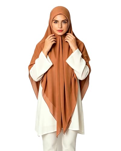 Lina & Lily Premium Chiffon Hijab Head Scarf Shawl Wrap for Muslim Women Square 58'' x 58'' - color: Rust