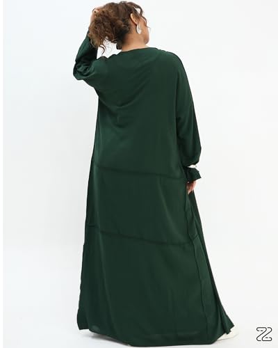 Abaya Muslim Prayer Dress Set Ramadan Open Front Islamic Clothing 3pcs Prayer Robe with Waist Apron Loose Flowy - color: Dark Green, size: Large