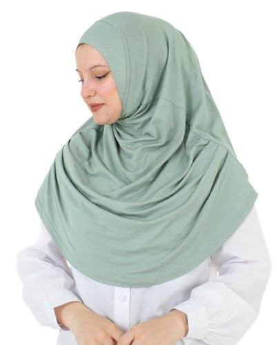Prien Ready To Wear Hijab For Women, Instant Turban, Soft Muslim Scarf For Prayer, Long Hijabs, Islamic Clothes, Jersey Abaya - color: Light Green