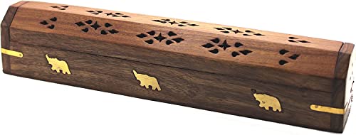 Bless-International Traditional-Handmade-Burner Wooden-Coffin-Incense-Stick-Holder Ash-Catcher-Stand (Wooden Coffin) - color: Wooden Coffin