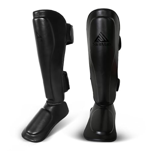 MMA Shin Guards for Men & Women | Lightweight Kickboxing Shin Pads with Foot Protection | Muay Thai, Sparring, Martial Arts & MMA Training Gear
