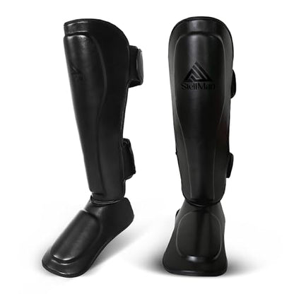 MMA Shin Guards for Men & Women | Lightweight Kickboxing Shin Pads with Foot Protection | Muay Thai, Sparring, Martial Arts & MMA Training Gear