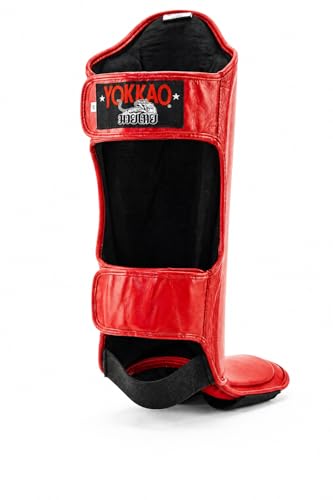 YOKKAO Matrix Muay Thai Kickboxing MMA Shin Guards with Knee Guards - color: Matrix Red, size: Medium