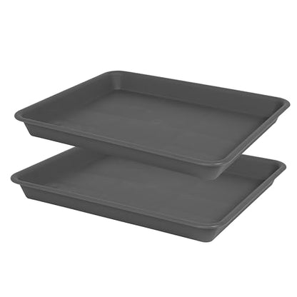 VUWEZ Rectangle Plant Tray, Plant Drip Tray, Plant Pot Saucers, Plant Germination Trays, Plant Saucers, 11'' x 9'' x 1.2'' (2 pack), Gray - color: Gray, size: 11'' x 9'' x 1.2'' (2 pack)