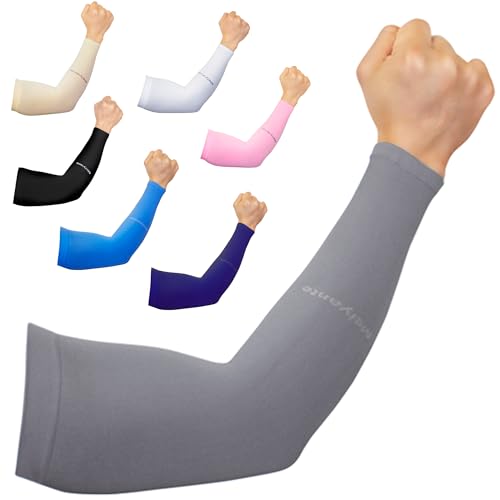 Cooling Arm Sleeves for Men & Women, UPF 50+ UV Protection - color: Grey-wrist