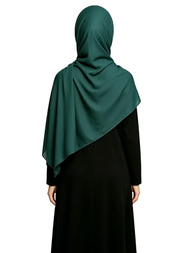 Lina & Lily Non-see-through Premium Jersey Maxi Hijab Head Scarf Wrap for Muslim Women - color: Dark Green