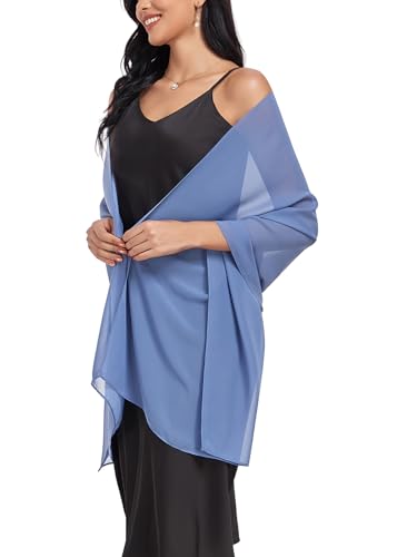 Shawls and Wraps Soft Chiffon Scarve Scarf For Evening Party Dresses Wedding Stole - color: Dusty Blue