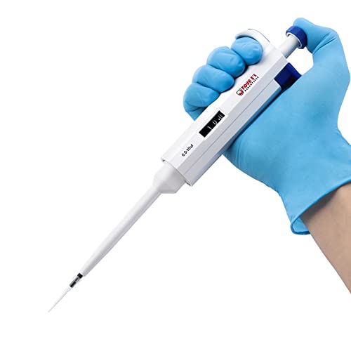FOUR E'S SCIENTIFIC 0.5-10μL Pipette, Adjustable Volume Micropipette | Single-Channel Pipettor, Ergonomic Design, Precise Volume Dial - size: 02 (0.5-10uL)