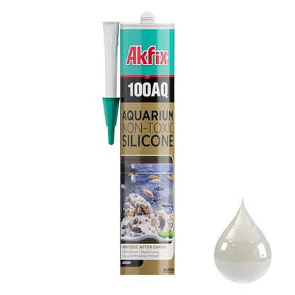 Akfix 100AQ Aquarium Sealant Clear (1x10.1 fl. oz.) – 100% Waterproof, Fish-Safe, High-Speed Curing and Strong Adhesion, Non-Toxic Glass Adhesive for Aquarium Repair | Clear, 1 Pack - color: Clear, size: 1 Pack