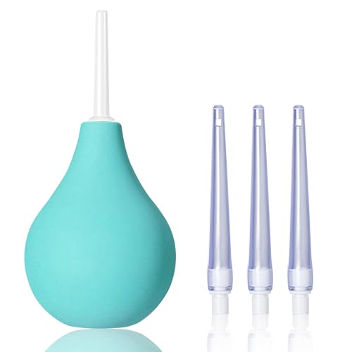 TopQuaFocus 8oz Enema Bulb Kit Anal and Vaginal Douche Bulb for Men Flushing System Enemas Silicone Bulb 4 Replaceable Tips (Green, 224ml) - color: Green, size: 224ml