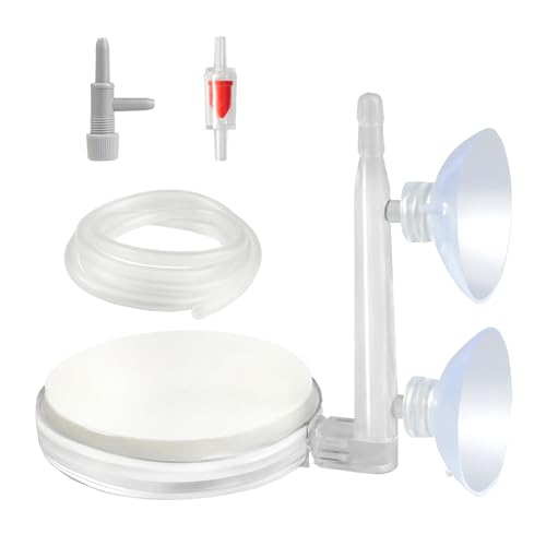 AQUANEAT Aquarium Air Stone Disc, 2 Inch Nano Bubble Stone Kit Quiet Dissolved Oxygen Diffuser with Accessories tubing and valves for Small Fish Tank - size: 2 inch