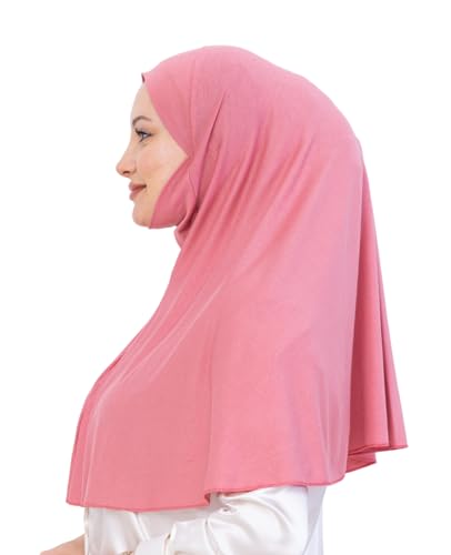 Prien Easy To Wear Hijab For Women, Muslim Instant Turban With Niqab, Islamic Clothes, Soft Scarf For Prayer, Abaya, Khimar - color: Dusty Rose