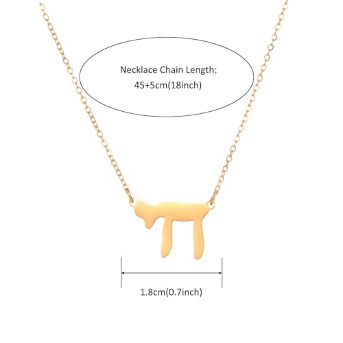 Stainless Steel Hebrew CHAI Necklace | Hand of Fatima Pendant | Turkish Evil Eye Charm | Israel Map Blessing Necklace | Protection Jewelry for Women men Include a Gift Box - color: Gold-Chai-1179