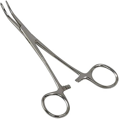 Pean Hemostat Straight and Curved Multipurpose Locking Tweezer Clamps Serrated, Stainless Steel - Hemostats for Nurses, Fishing Forceps, Crafts and Hobby - style: Curved