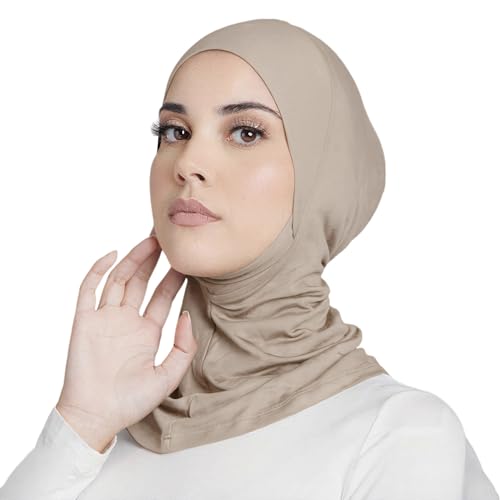 Yeieeo 4PCS Hijab Undercap for Women, No Slip Full Coverage Hijab Inner Cap, Soft Underscarf Breathable Headwear - color: Light Khaki