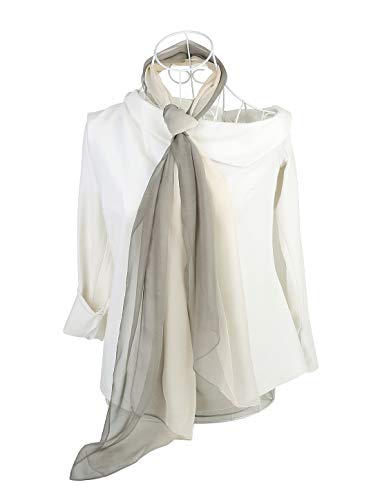 uxcell Women'sChiffon Sheer Long Scarf Silky Gradient Party - color: Gray Beige