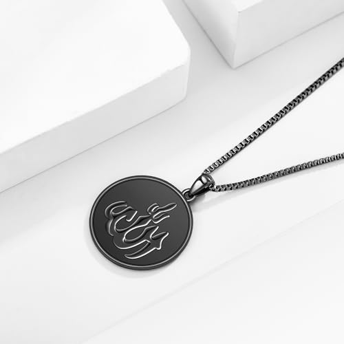 Allah Necklace S925 Sterling Silver Islamic Muslim Necklace Arabic Pendant Necklaces Religious Jewelry Gifts for Men Women