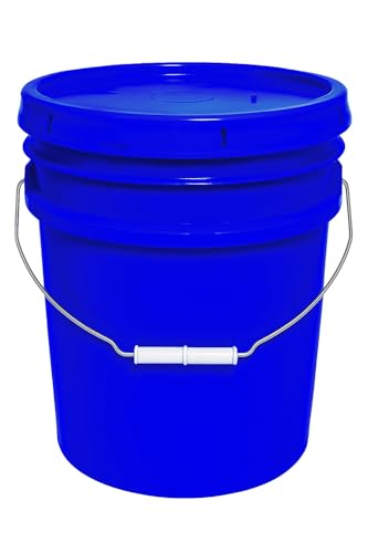 5-Gallon Bucket with Airtight Lid – Made in USA, Food Grade BPA Free Plastic, Heavy Duty Multi-Use, Metal Handle with Grip, Stackable Storage – Blue, 1 Pack - color: Blue, size: 1