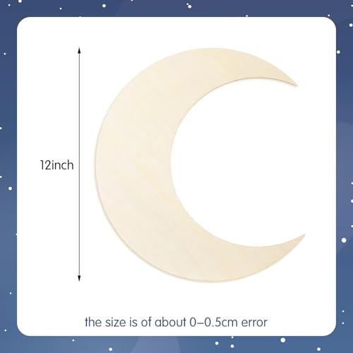 12팩 30.5cm(12인치) 공예용 나무 달 컷아웃 대형 무지 달 컷아웃 미완성 나무 조각 여름 장식품 문 행거 장식 천상의 밤 하늘 공예용 - color: 달.