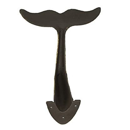 Bronze Finish Cast Iron Whale Tail Decorative Garden Hose Holder Wall Mounted Hook - Easy Install - Home Storage - Outdoor Nautical Decor - 10.5 Inches High | Nautical Wall Hook Form, 9.5 Inch Wide, 8.5 Inch Deep, Three-Point Mount with Bolts and Anchors