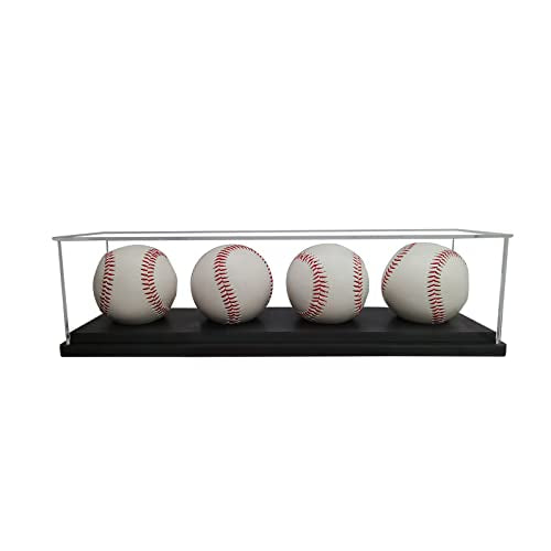 Baseball Display Case for 4 Pack in one,Baseball Holders for Balls Display,Acrylic Baseball Stand Storage ,Memorabilia Display Case for Tennis Ball,Lacrosse Ball,Bocce Ball - size: 13.3x3.3x3.3 inch