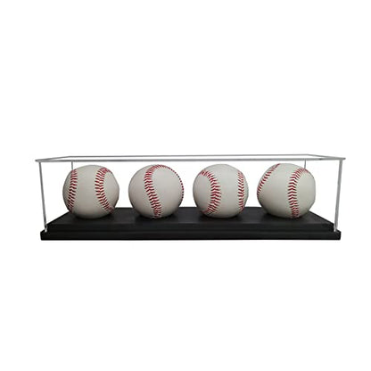 Baseball Display Case for 4 Pack in one,Baseball Holders for Balls Display,Acrylic Baseball Stand Storage ,Memorabilia Display Case for Tennis Ball,Lacrosse Ball,Bocce Ball - size: 13.3x3.3x3.3 inch