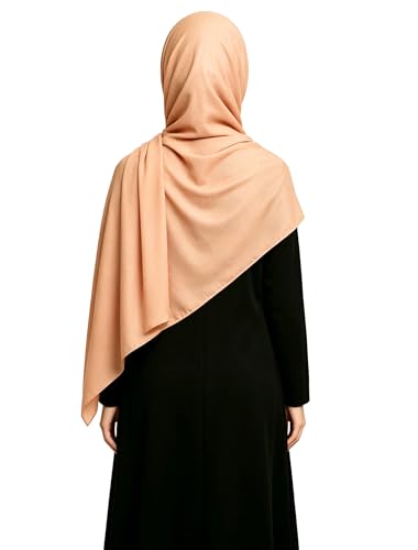 Lina & Lily Non-see-through Premium Jersey Maxi Hijab Head Scarf Wrap for Muslim Women - color: Deep Peach