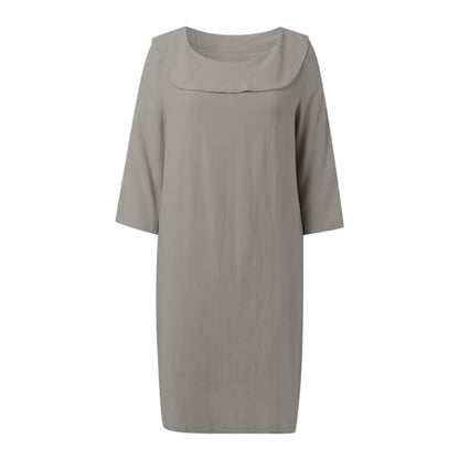 Muslim Dresses for Women Long Sleeve One-Piece Islamic Prayer Dress O Neck Casual Flowy Maxi Dress Dress - color: Grey, size: Medium