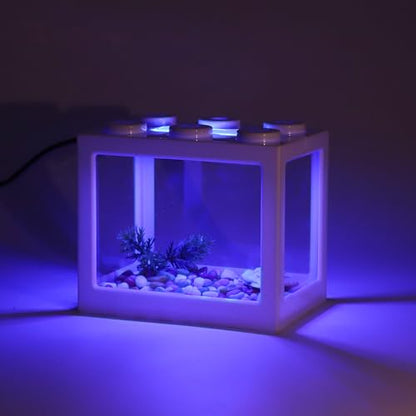 Mini Aquarium Light 0.5-2 Gallon Desktop Aquarium Blue USB LED Light - color: Blue