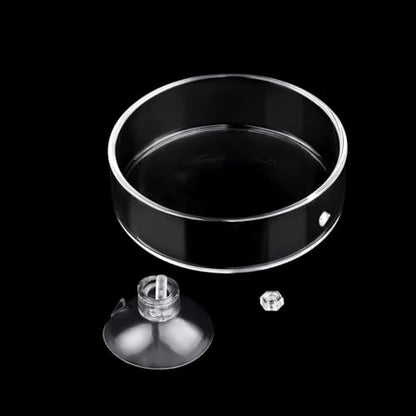 Aquarium Glass Feeder Shrimp Feeding Dish Round Clear Fish Tank Food Tray Container Prevent Food Spilling with Suction Cup, 60mm - size: 60mm