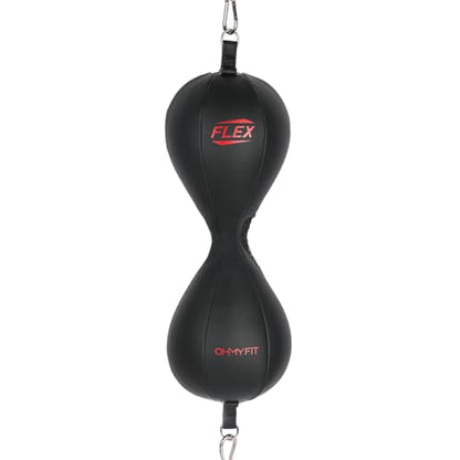 Flex Double End Punching Bag - Bungee Cords w/Special Flex Adjustable System - Durable Bladder Speed Bag - Boxing Training Equipment for Adults - Home Gym Accessories - style: Dual Ball Black