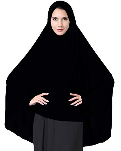 Ababalaya Women's Elegant Modest Muslim Islamic Ramadan Soft Lightweight Jersey Hijab Long Scarf - color: Black, size: Large