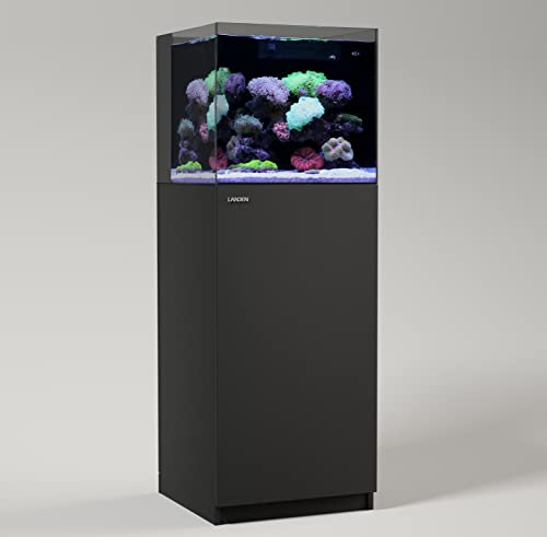 Aquarium Wooden Stand and Cabinet for up to 20 Gal Tank, Fish Reptile Sea Salt Water Tank Stand, Nano Foam Leveling Mat Included, W17.7xD17.7xH31.49 in,Wooden Matte Black Painted(Stand Only) - color: Black-Fig8_Inlet, size: W17.7xD17.7xH31.5in(45x45x80cm)