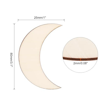 PATIKIL 3.1"x1" Wooden Moon, 10 Pack Unfinished Wood Moon Blank Wooden Cutouts Ornaments Natural Wood Pieces for Christmas Party Craft Projects - size: 3.1"x1"