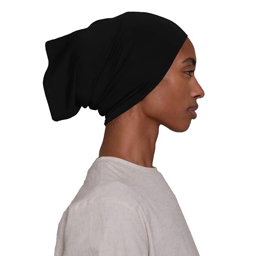 Slip-on Instant Premium Jersey Hijab with Undercap - Buttery Soft, Lightweight Hijab with Innovative Tie-Back Design - color: Black