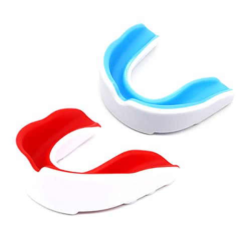 Sports Mouth Guard for Kids and Youth,2 Pcs Boys Girls Mouthguard with Case (BPA Free) for Boxing Football Hockey Karate Rugby - color: Blue and Red