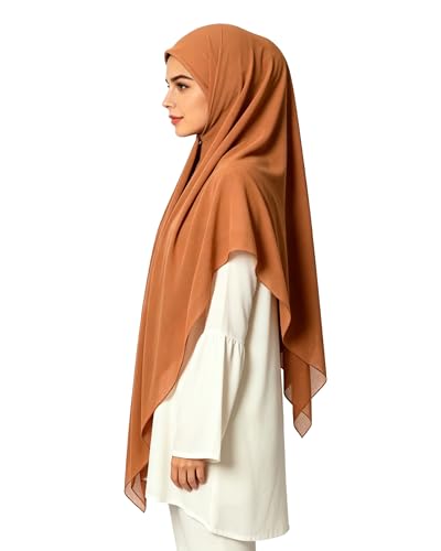 Lina & Lily Premium Chiffon Hijab Head Scarf Shawl Wrap for Muslim Women Square 58'' x 58'' - color: Rust