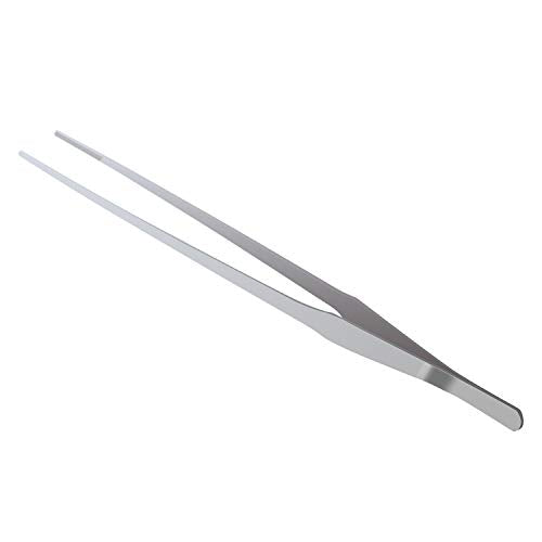 OIIKI Stainless Steel Polished Extra-Long 15 inch Tongs Tweezers, Silver | Long Tweezers with Precision Serrated Tips for Garden, Kitchen, Indoor & Outdoor - size: 15 inch Straight (1 PCS)