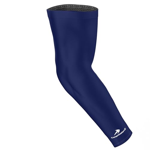 CompressionZ Compression Arm Sleeves for Men & Women| Cooling UV Sun Protection Elbow Pain Relief for All Sports and Recovery - color: Navy: Single Sleeve, size: Small