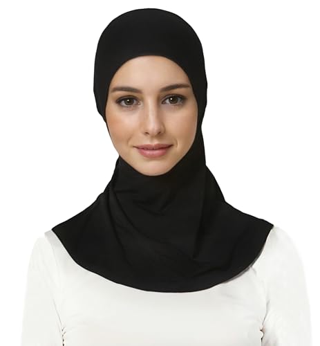 Lina & Lily Jersey Tie Back Hijab Underscarf with Neck Cover Full Coverage for Muslim Women - color: Black