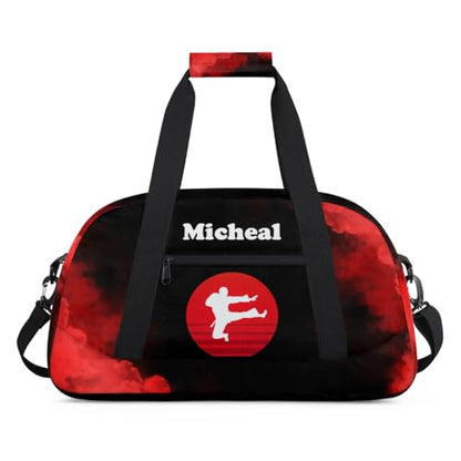 Personalized Martial Art Bag Duffel Bag for Girls, Custom Taekwondo Karate Bag Overnight Bags for Travel Weekender Practice Traing Red - color: Option 5