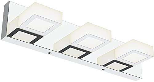 Ralbay Modern LED Bathroom Vanity Lights Chrome Stainless Steel Acrylic Bathroom Wall Lighting Fixtures Modern LED Vanity Lights Over Mirror(Natural White Light) - color: Chrome-Natural light, size: 20 inch