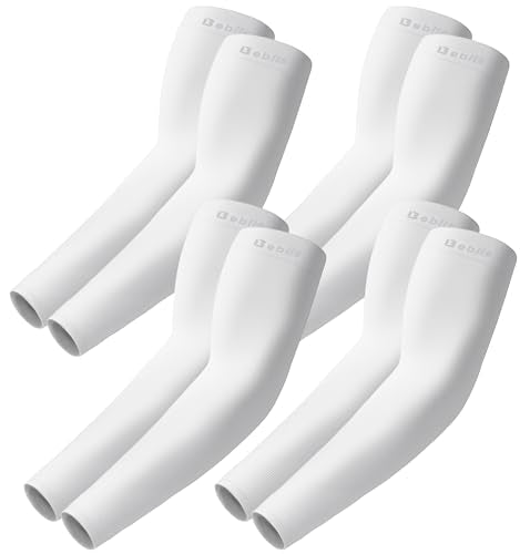 Bebila Arm Sleeves for Men Women, UV Sun Protection Cooling Compression Outdoor - color: White, size: Medium