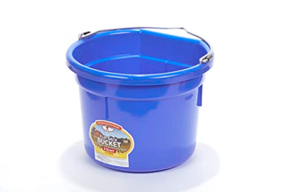 Little Giant® Flat Back Plastic Animal Feed Bucket | Animal Feed Bucket with Metal Handle | Horse Stall Feeding and Watering Supplies (Blue, 8 Quart) - color: Blue, size: 8 Quart