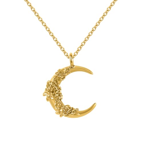Qitian Islamic Jewelry Gifts for Women Muslim Pendant Gold Allah Arabic Necklaces Ayatul Kursi Necklace - color: D-Gold Jasmine Crescent Necklace