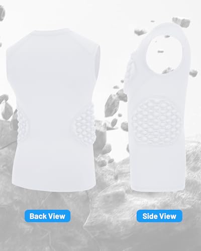 Blueleaf Youth Baseball Chest Protector Padded Compression Sleeveless Shirt Rib Heart Sternum Guard Softball Football - color: White, size: X-Large
