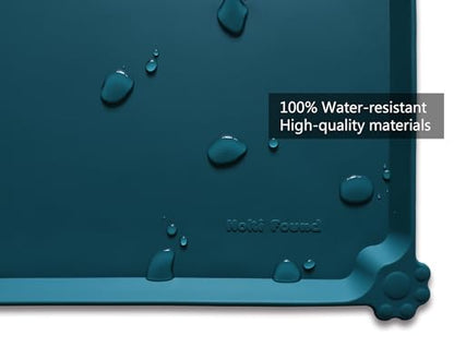 Hoki Found L Silicone Pet Food Mats - Non Slip Dog Cat Bowl Placemats - Waterproof Dog Cat Food Mats - For Carpet & Sicilian Ocean - color: Sicilian Ocean, size: 22" x 14"