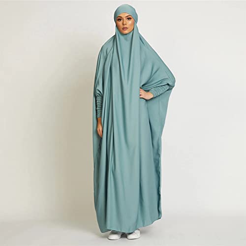 ODIZLI Muslim One Piece Prayer Hijab Dress Women Hooded Abaya Full Cover Islam Dubai Modest Robe - color: Mint Green, size: One Size
