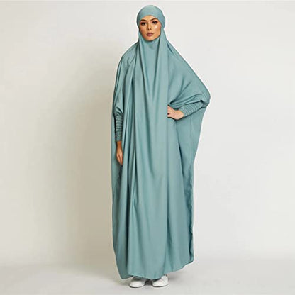 ODIZLI Muslim One Piece Prayer Hijab Dress Women Hooded Abaya Full Cover Islam Dubai Modest Robe - color: Mint Green, size: One Size